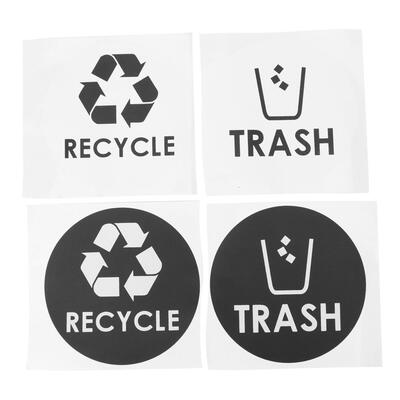 

4pcs General Waste Only Recycle Trash Bin Logo Stickers Recycling Logo Sign