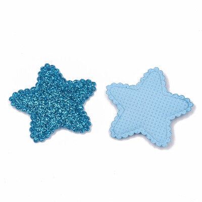 

Glitter PU Patches with Non Woven Fabric Back&Sponge Inside Star DodgerBlue 33x3435x25mm