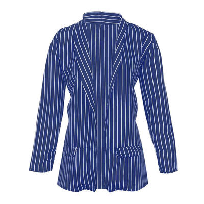 

Fashion Autumn Women Striped Print Blazer Office Elegant Shawl Collar Coat