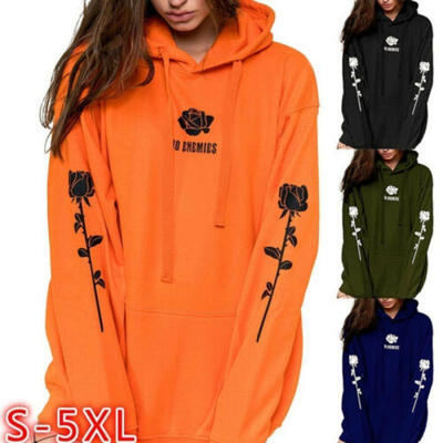 

US Women Long Sleeve Hoodie Sweatshirt Sweater Hooded Jumper Coat Pullover Tops