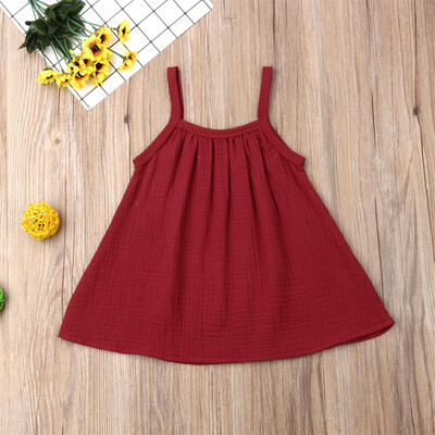 

Toddler Baby Kids Girls Sleevless Ruched Solid Dress Casual Clothes