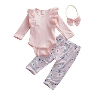 

US Newborn Baby Girl Romper Tops Jumpsuit Floral Pants Headband Outfit Clothes