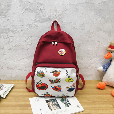 

Bag girl Korean version of high school ins wind Sesame Street tide brand students campus rucksack girl cute shoulder bag