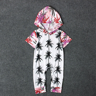 

Newborn Toddler Baby Leaves Print Infant Hooded Romper Jumpsuit Clothes Outfit