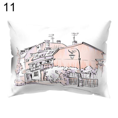 

Soft Pillow Case England House Pattern Cushion Cover Home Office Car Decoration