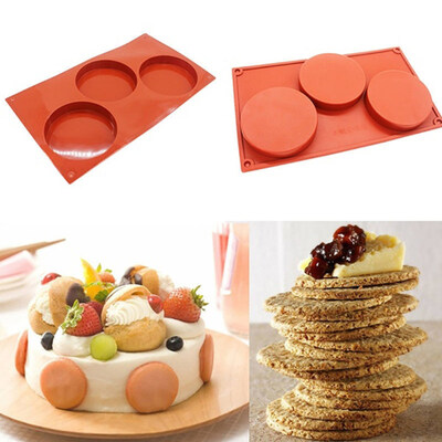 

3 Holes Silicone Disc Cake Pie Custard Mold Chocolate Bakeware Kitchen Tool