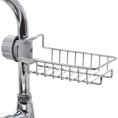 

Stainless Steel Faucet Rack Cloth Drain Basket Household Kitchen Storage Table Sink Receptacle Utensil Holder