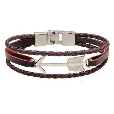 

Alloy Arrow Faux Leather Bracelet Black Brown Braided Rope Bangle Wristband