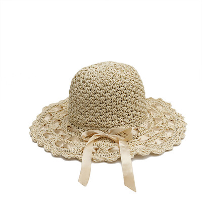 

Hat Lady Summer Hollowed-out Butterfly-knot Fishermans Straw Hat Korean Edition Outdoor Sunscreen Hat Customization Tide