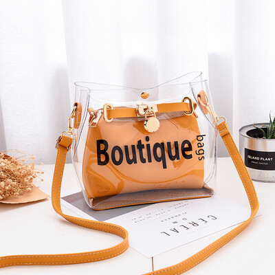 

2019 spring&summer new womens bag portable Korean fashion simple PVC trend single shoulder Messenger bag
