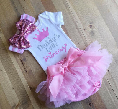 

Daddys Princess Kid Baby Girl Romper Tops Tulle Shorts Pants Outfit Sunsuit