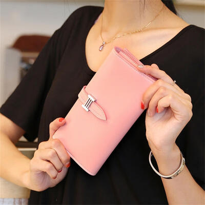 

Women PU Leather Slim Clutch Long Design Credit Card Holder Organizer Wallet