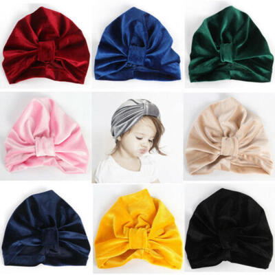 

Baby Girl Turban Knot Head Wrap Cute Kid Rabbit Ear Hat Bunny Ear Velvet Cap New