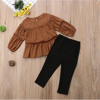

Fashion Girls Fall Clothes Long Sleeve T-shirt Tops & Leggings Kids Outfits Set