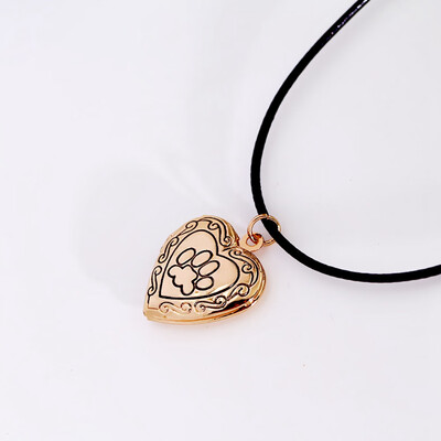

Cat Dog Mothers Day Gift Paw Footprint Necklace New Photo Frame SilverGold Color Memory Locket Necklace Pendant Pet