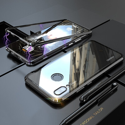 

Luxury Magnetic Flip Case For Huawei Nova 3 Case Nova3i Cover Magnet Metal Bumper Tempered Glass Cover For Huawei Nova 3 3i Case