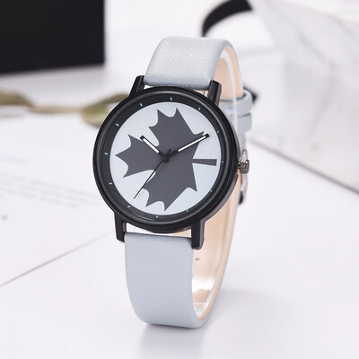 

RM Fashion Simple And Simple Leisure Maple Leaf Scale Leather Strap Ladies Watch