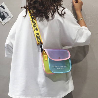 

New small bag female bag 2019 new summer small fresh transparent jelly package ins super fire girl Messenger bag