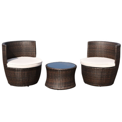 

3 pcs Patio Rattan Stackable Furniture Set