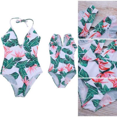 

Family Matching Swimsuit Mother Daughter Women Girls Bikini Beach Swimwear Sets