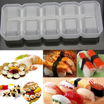 

Siaonvr Sushi Mold Rice Ball 5 Rolls Maker Non Stick Press Bento Tool