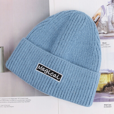 

Adult Winter Hat Womens Wool Cap Korean Edition Simple Hundred Sets of Pure Knitted Hat Student Couple Ear Protector Cold Cap