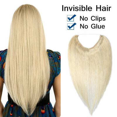 

16182022 Inches One Piece Straight Remy Human Hair Miracle Secret Invisible Wire Hair Extensions - No Clip No Glue