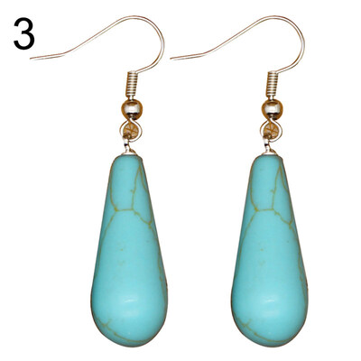 

Vintage Water Drop Shape Stone Dangle Women Hook Earrings Party Jewelry Gift