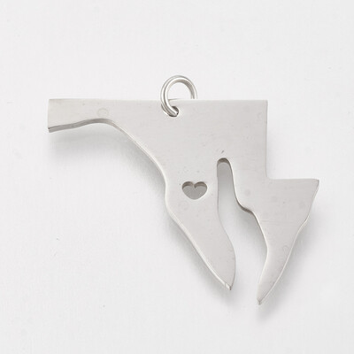 

202 Stainless Steel Pendants Map of Maryland Stainless Steel Color 25x30x1mm Hole 3mm