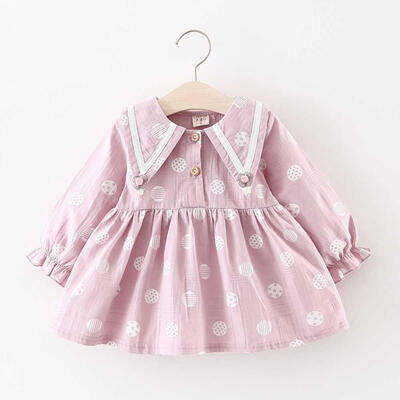 

Baby Girls Spring Dress Kids Print Dresses Cotton Long Sleeve Princess Sundress Outfits
