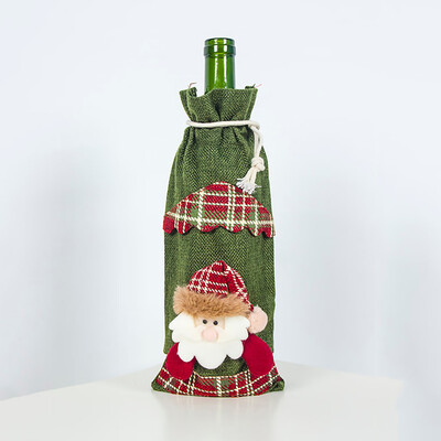 

〖Follure〗Christmas Decorations Burlap Christmas Wine Bottle Wine Bag Christmas Dress Up