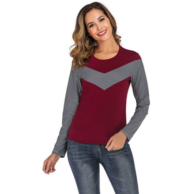 

Starmoon Women Casual Stripe Print Blouse Long Sleeve Shirt Round Neck Pullover Tops