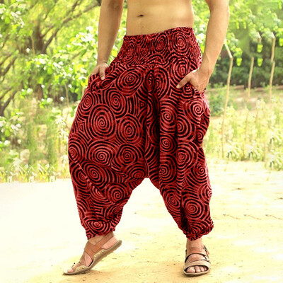 

Gobestart Mens Long Casual Print Loose Large Size Nationality Trousers Pants Cross-pants