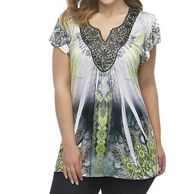 

Nomeni Women Ladies Summer Short Sleeve Printing Casual Tops T-Shirt Loose Top Blouse