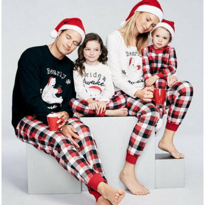 

Christmas Family Matching Bear Pajamas Adult Women Kids Baby Sleepwear Outfits