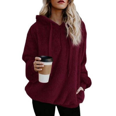

Womens Long Sleeve Hooded Fleece Sweatshirt Autumn Winter Thicken Warm Zip Up Hoodie Pullover