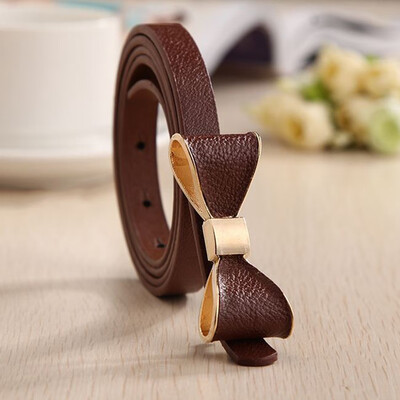 

WomenS Fashion Cute Sweet Candy Colors Bow Knot Pu Leather Thin Skinny Waistband Belt