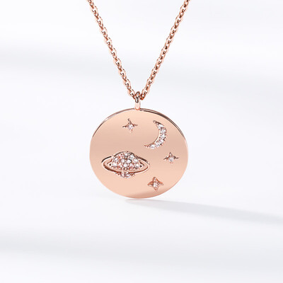 

Shining Star Moon Astronomy Jewelry Space Galaxy Saturn Planet Necklace Planet Shaped Cubic Zirconia Kawaii Necklace