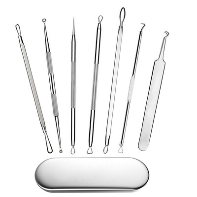 

〖Follure〗Stainless Facial Acne Spot Pimple Remover Extractor 7Pcs Comedone Tool