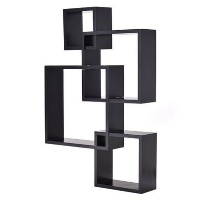 

Large Floating Shelf Wall Mount Home Square Shelves Display Storage Black