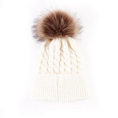 

Mom MotherBaby Knit Pom Bobble Hat Kids Girls Boys Winter Warm Beanie Caps NEW