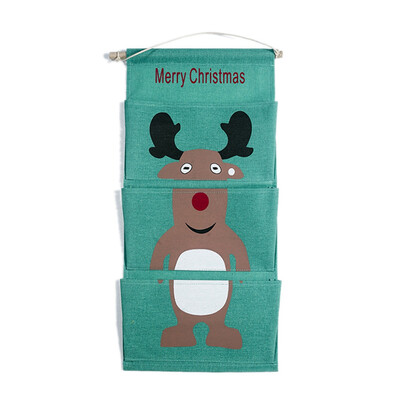 

New Christmas Decoration Multi-Storey Storage Bags Santa Claus Elk Snowman Bear Cartoon Print Hanging Bags Christmas Home Decor