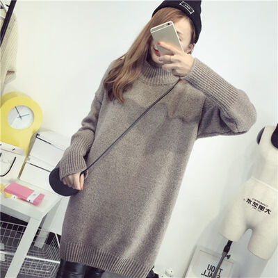 

2019 Autumn Winter Sweater Women Warm Loose Long Sweater Women Female Turtleneck Long Sleeve Knitted Pullovers Tops Female