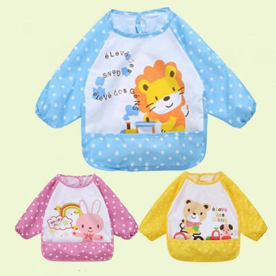 

Cute Cartoon Children Baby Waterproof Long Sleeve Self Feeding Bib Apron