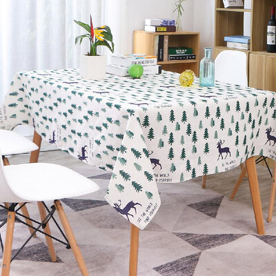 

Tablecloth Rectangle Table Cloth Cotton Linen Wrinkle Free Anti-Fading Tablecloths Washable Dust-Proof Table Cover for Dining Kit
