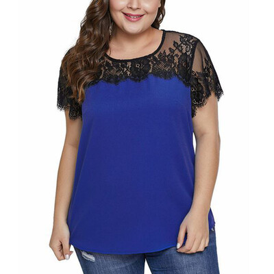 

Starmoon Women Casual O Neck Short Sleeve Lace T-Shirt Tunic Tops Blouse