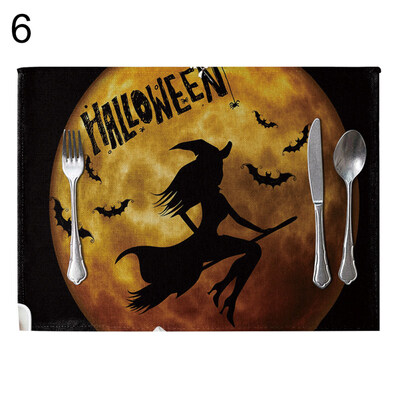 

Halloween Kitchen Decor Witch Pumpkin Placemat Dining Table Pad Insulation Mat