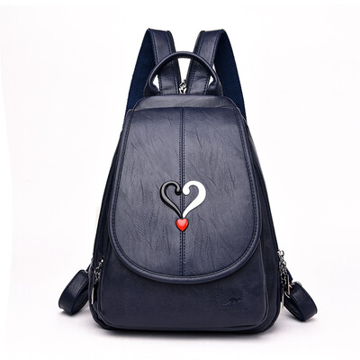 

Small backpack soft leather outdoor waterproof casual double backpack