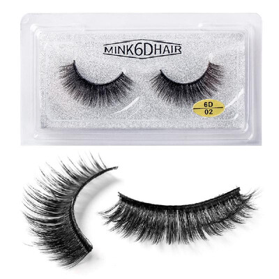

1 Pairs2pcs 6D Natural Thick Reusable False Eye Lashes Extension Handmade Comfortable Eyelashes