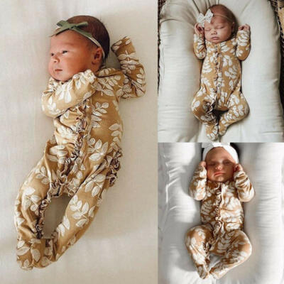 

Newborn Infant Baby Girls Autumn Clothes Cotton Flower Romper Bodysuit Playsuit